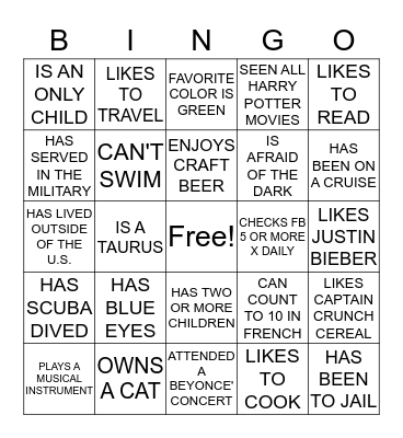 Get TO KNOW YOU BINGO Card