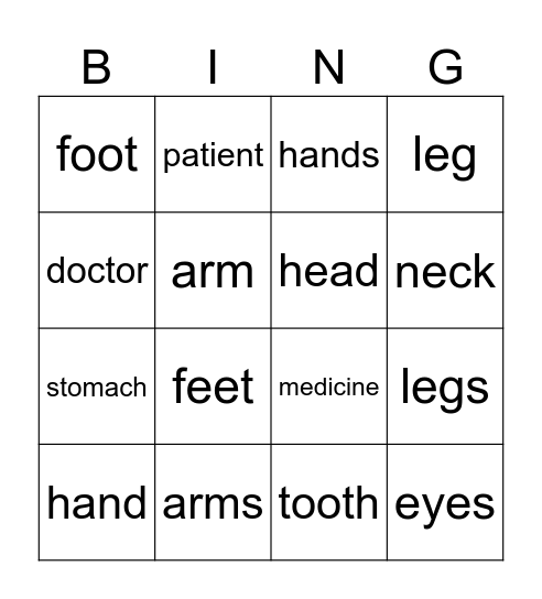 Health_words Bingo Card