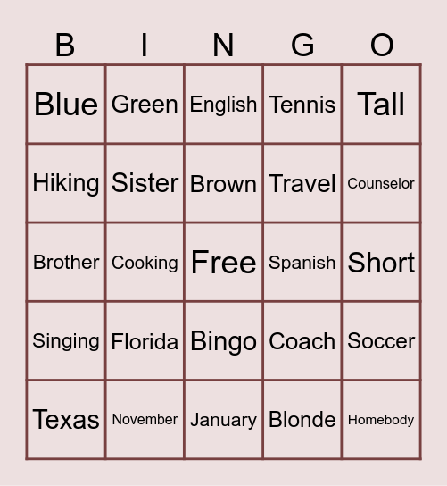 Bride and Groom Bingo Card