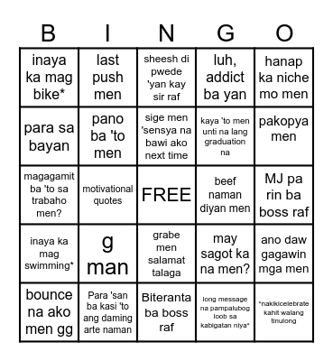 Quotes ni Gelo Bingo Card