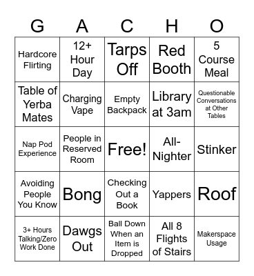 Library Bingo Card