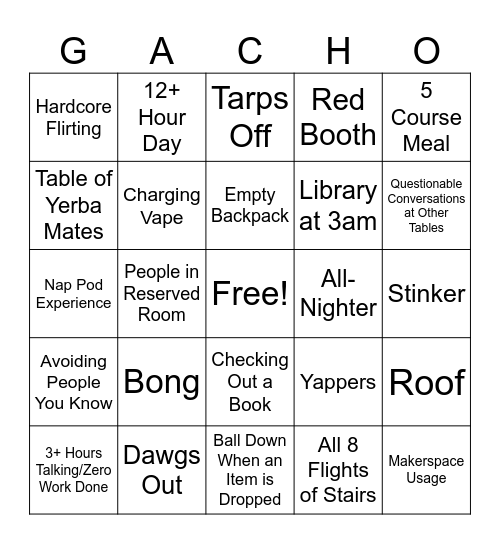 Library Bingo Card