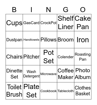 Artesia & Kaiden Housewarming Bingo Card