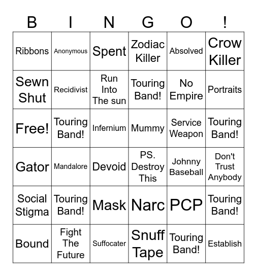 Hardcards Bingo Card