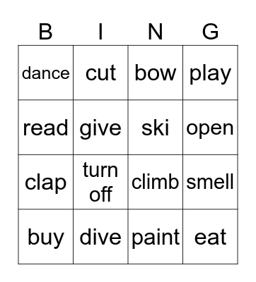 Word Bingo Card