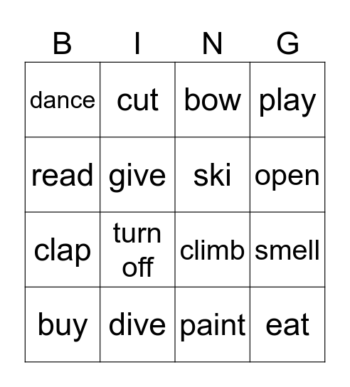 Word Bingo Card