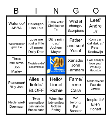 Nootwaar Jubileum Bingo Card