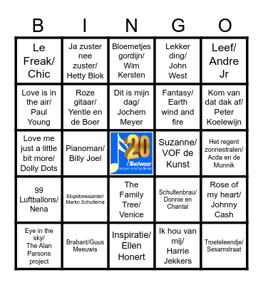 Nootwaar Jubileum Bingo Card