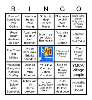 Nootwaar Jubileum Bingo Card