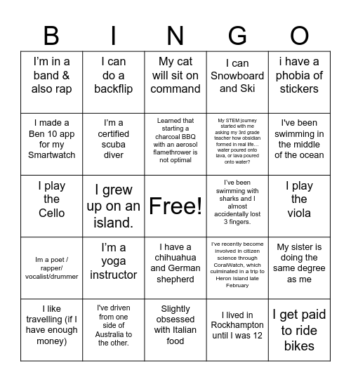 SEADS BINGO Card