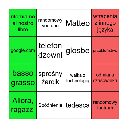 Hadriano italiano Bingo Card