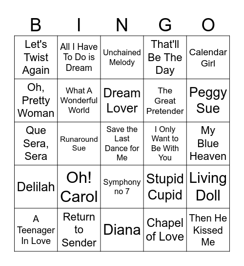 Music BIngo Card