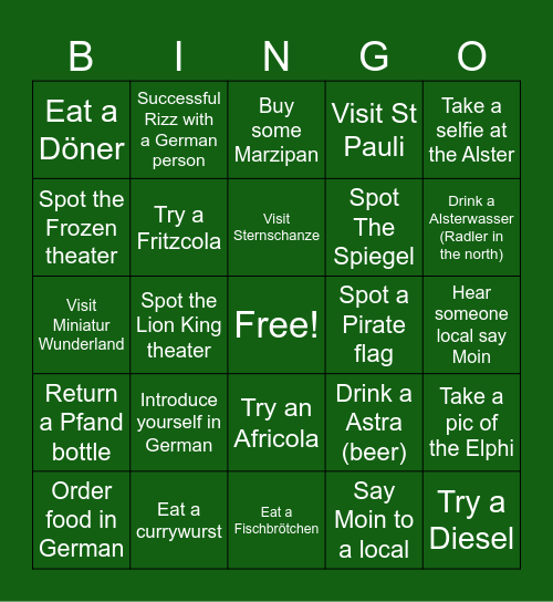 Hamburg Bingo Card