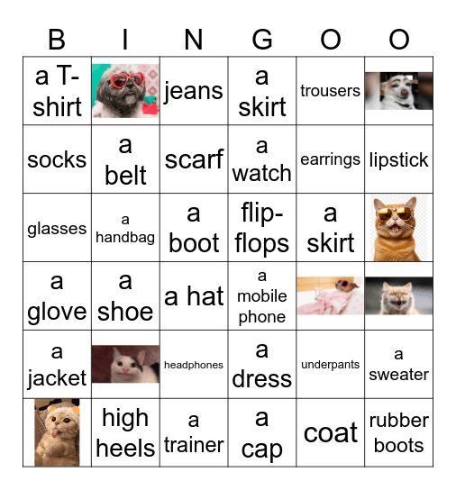 clothes bingo Card