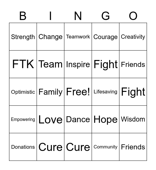 Mini-THON Bingo Card