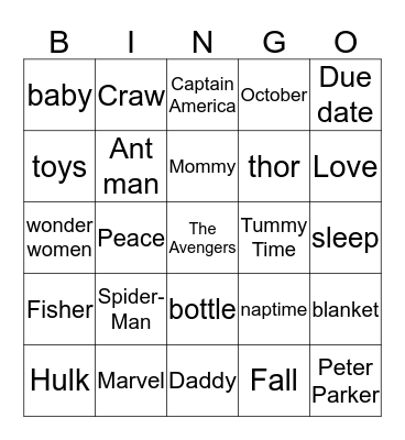 MARVEL BINGO!!! Bingo Card