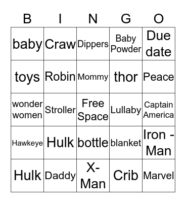 MARVEL BINGO!!! Bingo Card