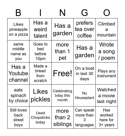 Bingo Card