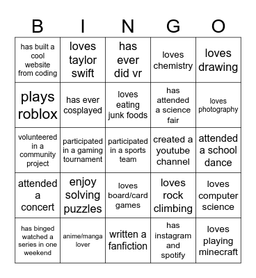 kyle Bingo Card