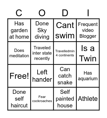 Team Building Bingo Card