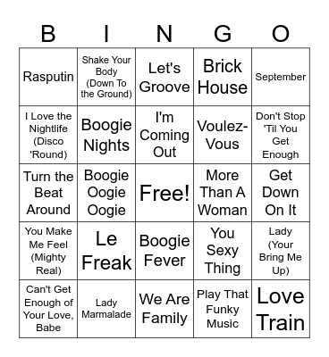 MM 70's #2 Bingo Card