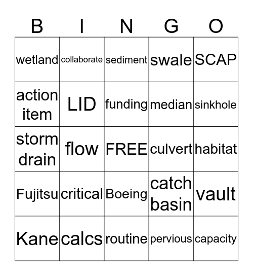 STORMWATER Bingo Card