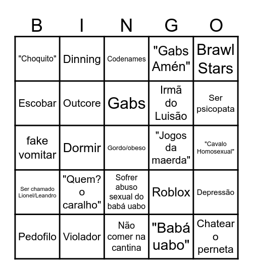 Barriga bingos Bingo Card