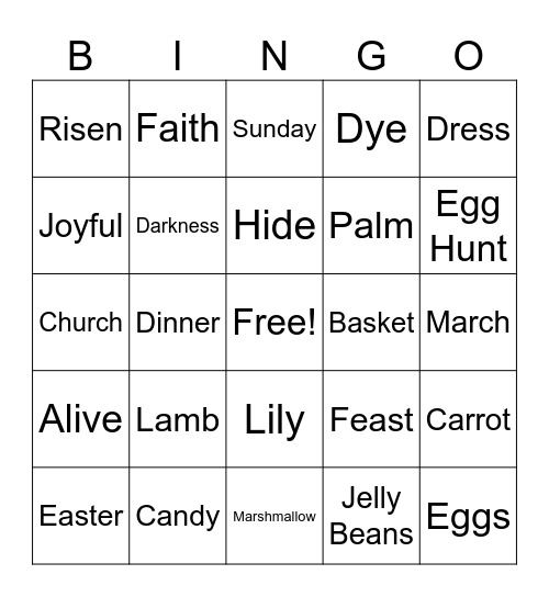 Easter Bingo Card