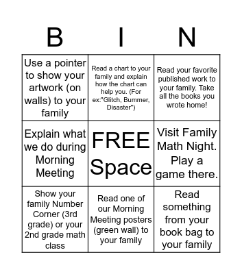 Open House Bingo Card