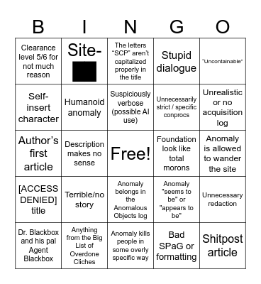 Coldpost bingo 2.0 Bingo Card