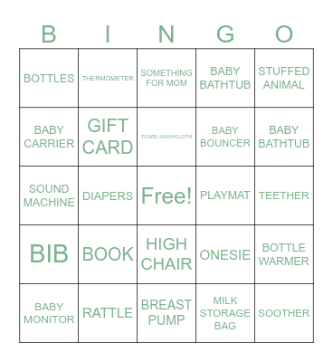 TAYLER'S BABY SHOWER BINGO Card