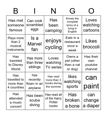 Find someone who... Bingo Card