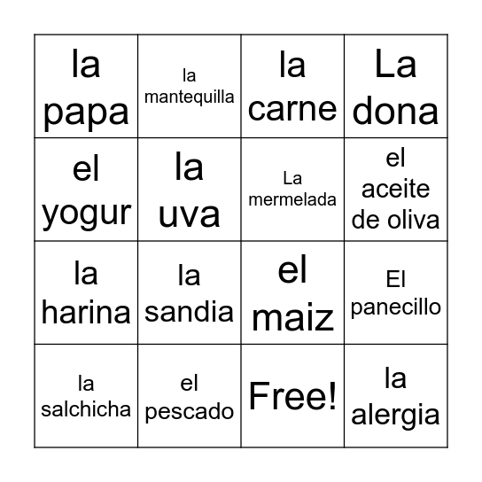 Loteria Bingo Card