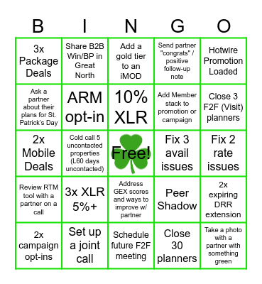 St. Patrick's Day Bingo Card