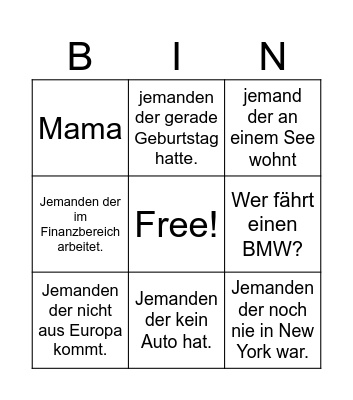 TEST BINGO Card