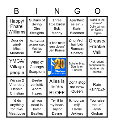 Nootwaar Jubileum Bingo Card