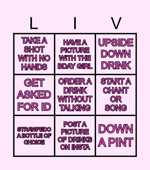 LIV'S BDAY BINGO Card