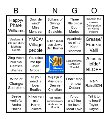 Nootwaar Jubileum Bingo Card