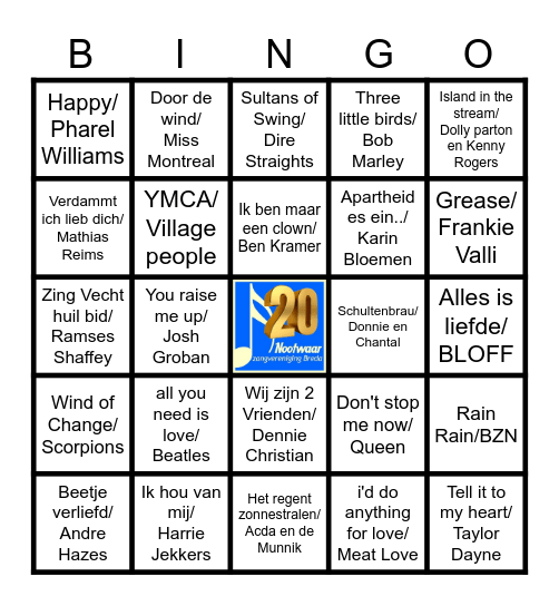 Nootwaar Jubileum Bingo Card