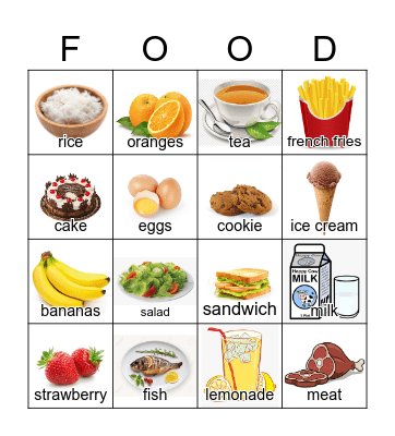 Food Bingo Card