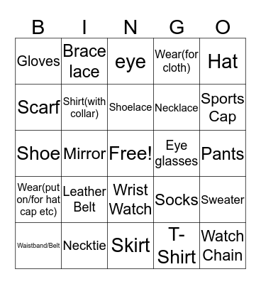 Game Bingo Card
