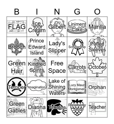 Anne of Green Gables Bingo Card