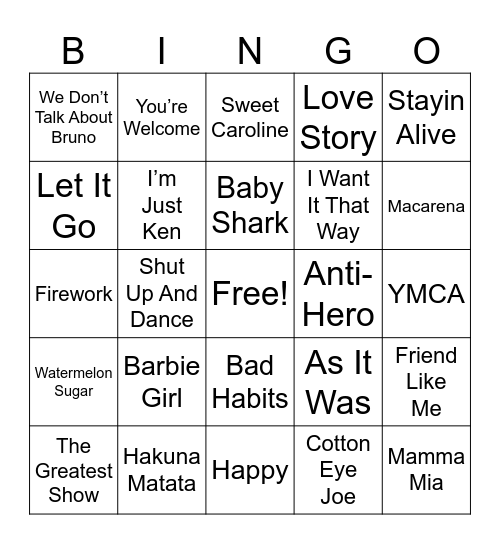 Level One Music Bingo Card