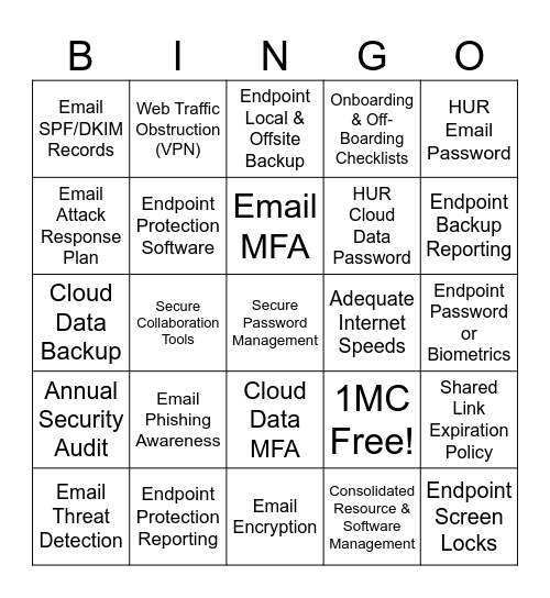 1MC Cybersecurity Bingo Card