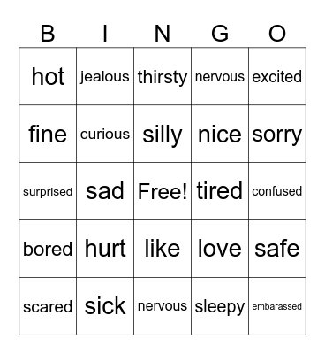 Feelings Sign-O Bingo Card