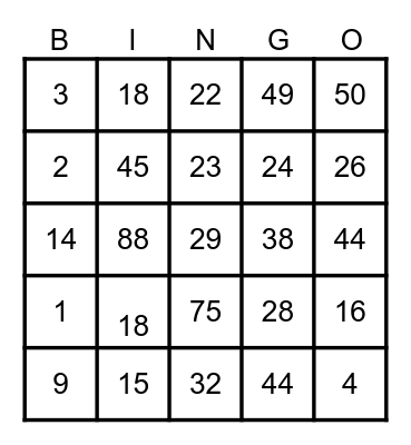 Bingo!!!!!! Bingo Card