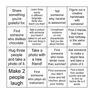Teambuilding Bingo (write name/names) Bingo Card