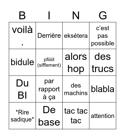 El bingo leski Bingo Card