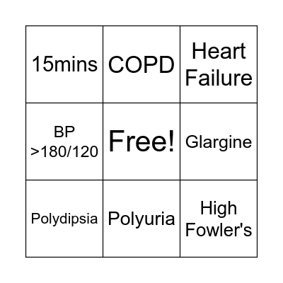 Chronic Disease Bingo Card