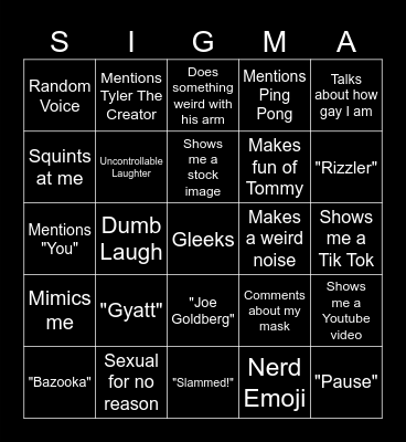 Daniel Bingo Card